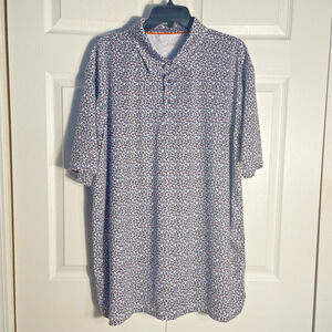 Maelreg Performance Polo Shirt Men 2XL Ink Blossom Floral Golf UPF 30 Breathable